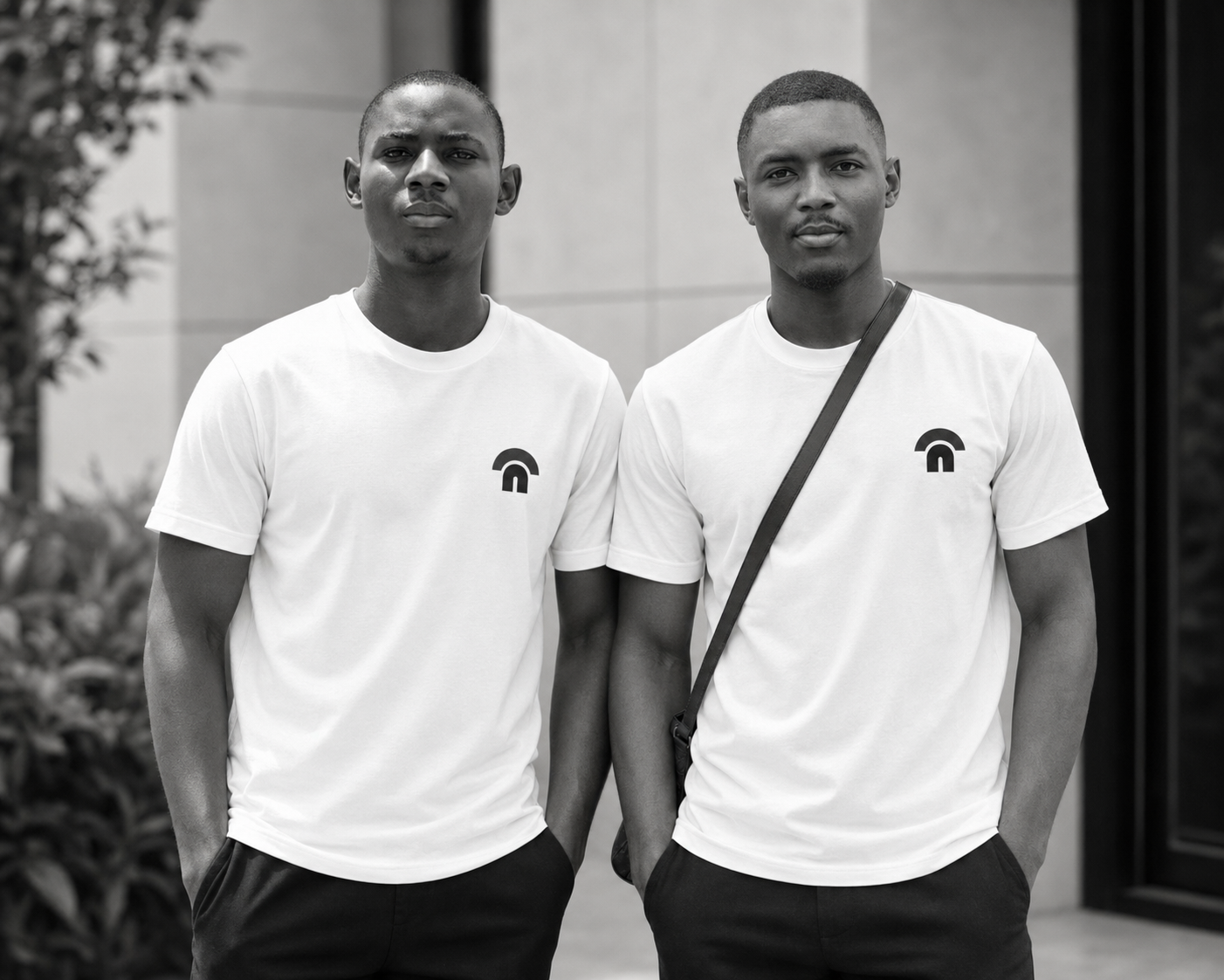 L'équipe NKOLOVA en t-shirt blanc avec le logo